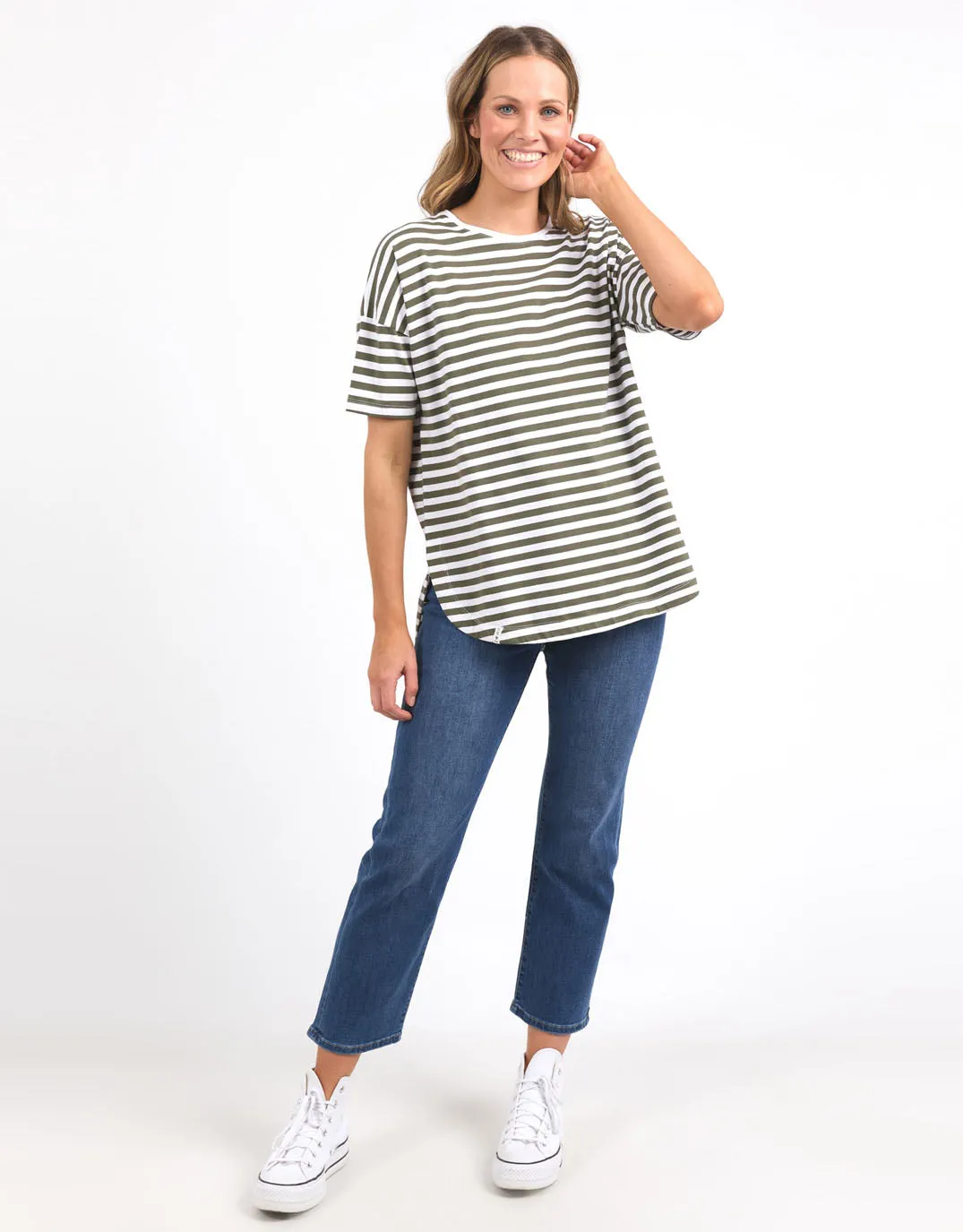 Lauren Short Sleeve Tee - Stripe - Clover & White Stripe