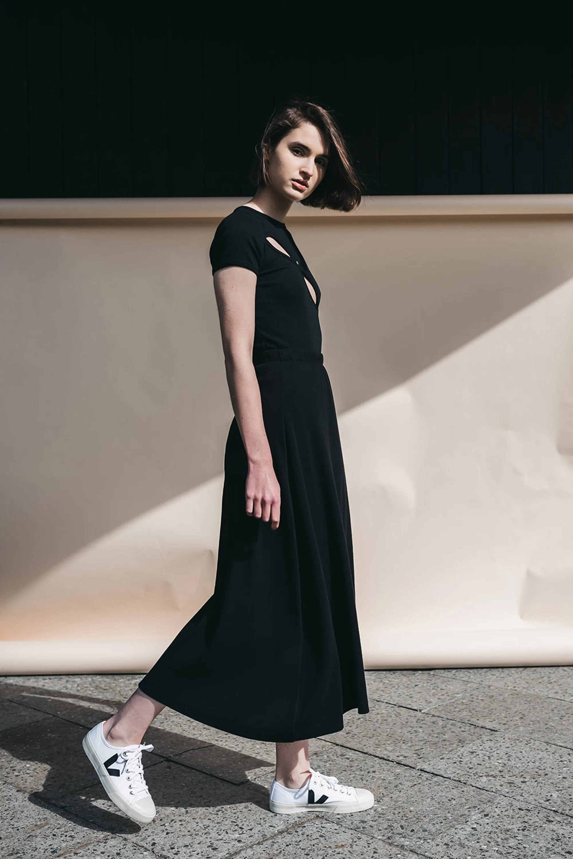 long rib skirt black <br> by Signe