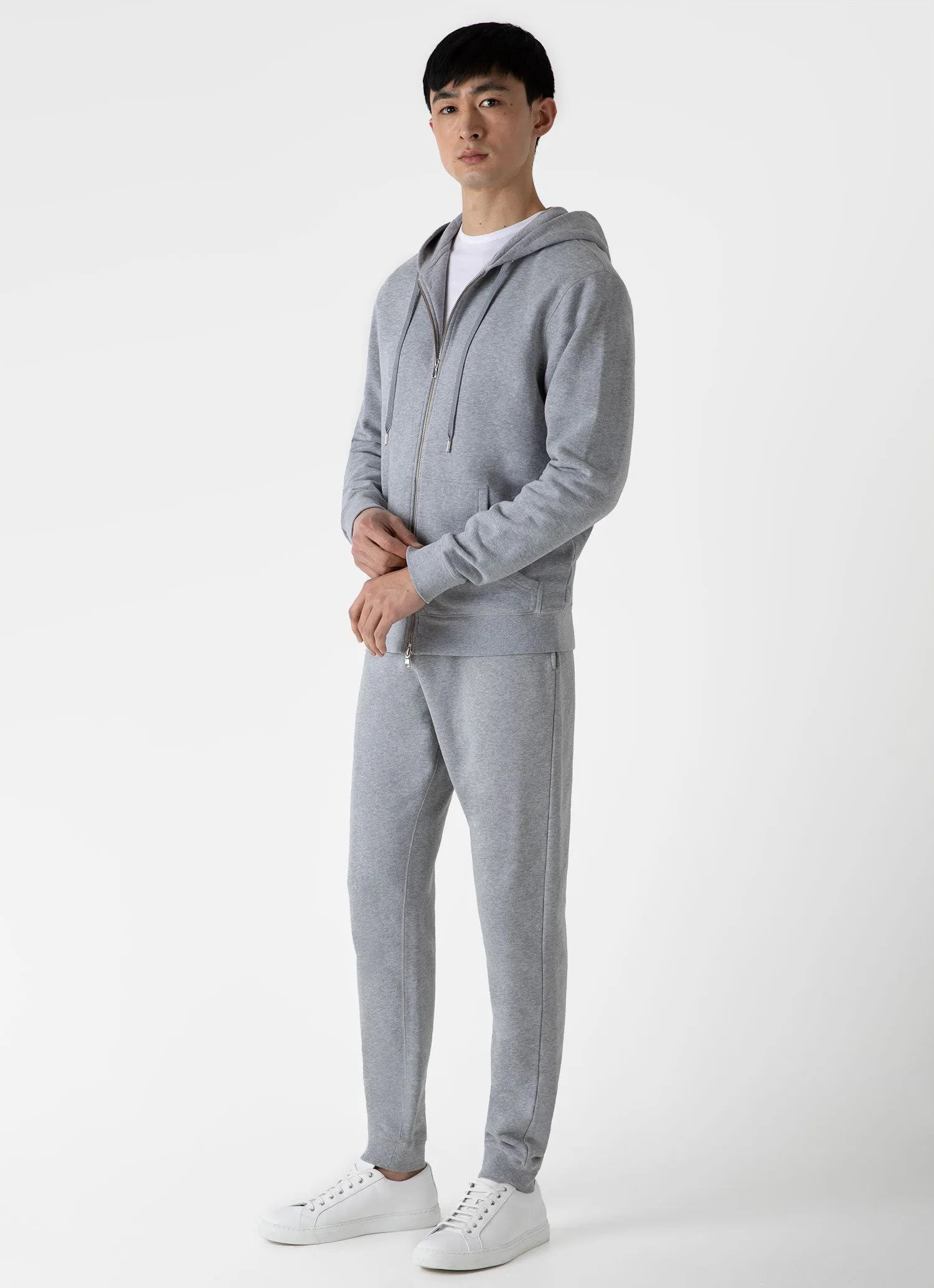 Men's Loopback Zip Hoodie in Grey Melange