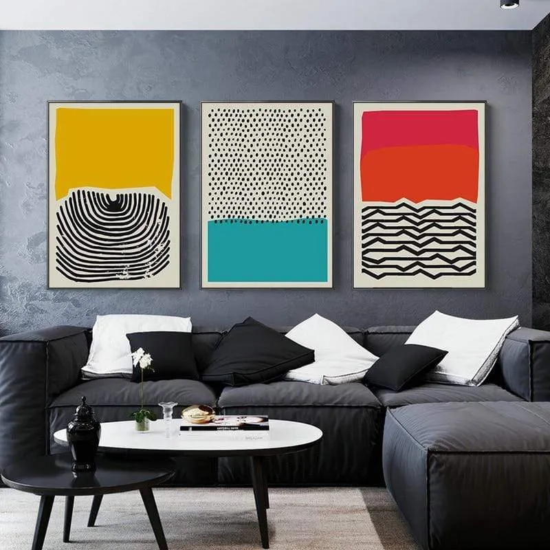 Modern Multicolored Abstract Geometric Wall Art Canvas