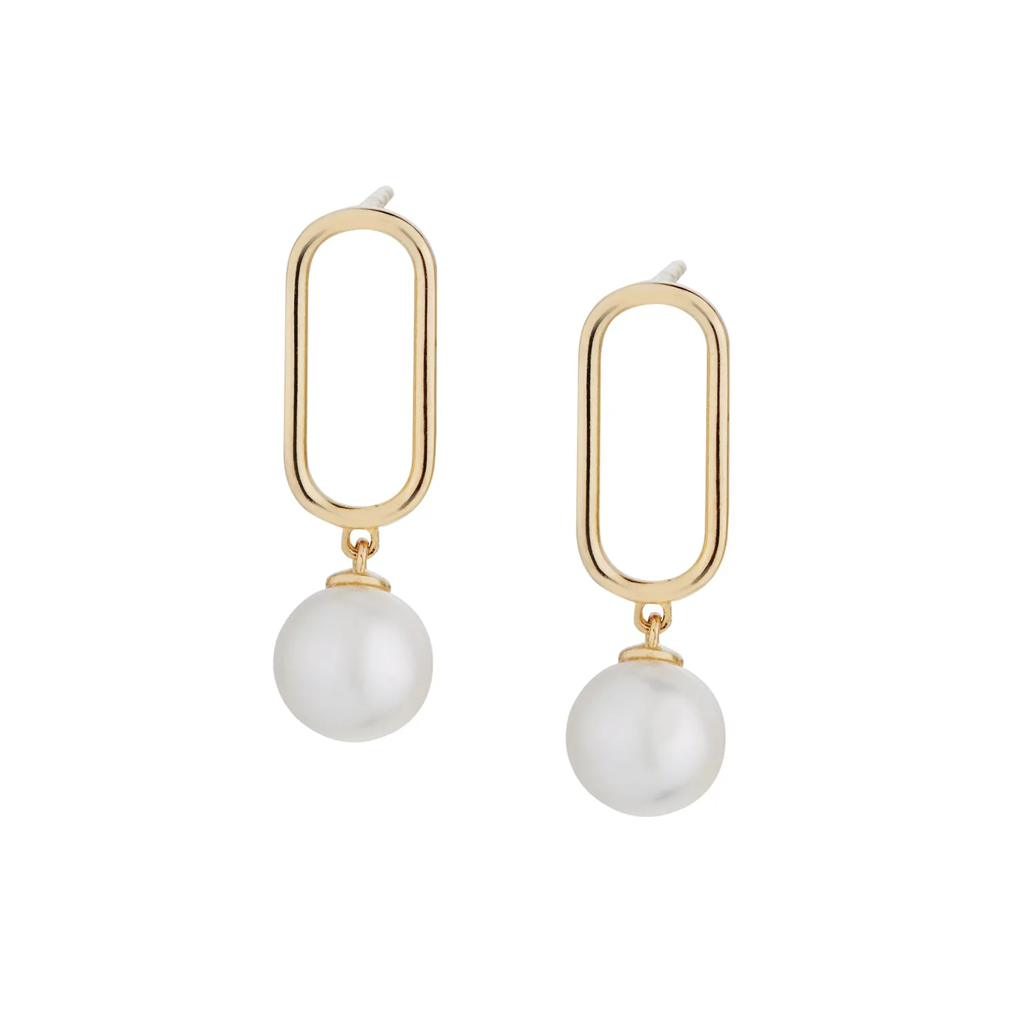 OVAL LINK & PEARL EARRINGS