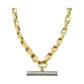 OVAL LINK CHAIN WITH DIAMOND TOGGLE