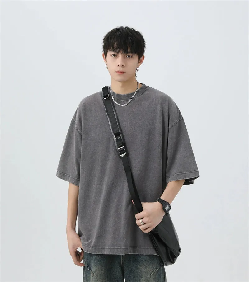 Oversized Acid Wash Tee with Drop Shoulders