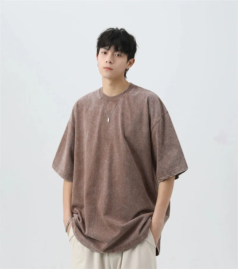 Oversized Acid Wash Tee with Drop Shoulders