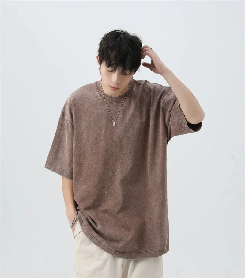 Oversized Acid Wash Tee with Drop Shoulders