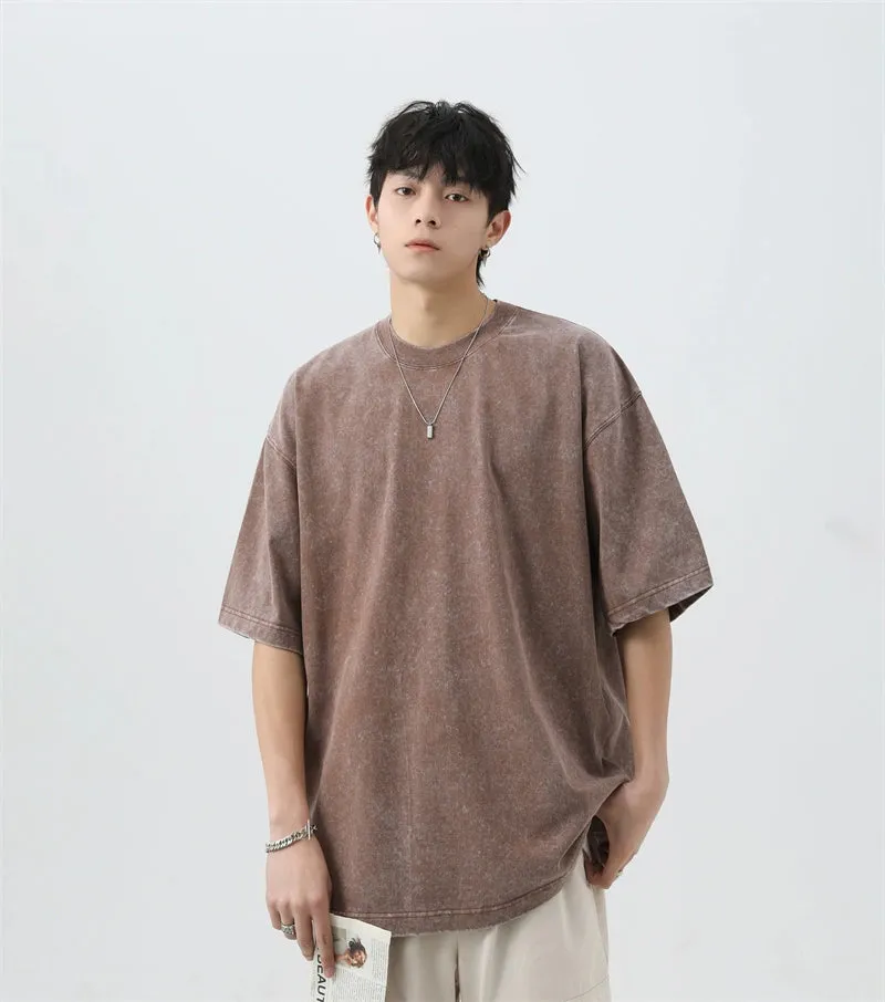 Oversized Acid Wash Tee with Drop Shoulders