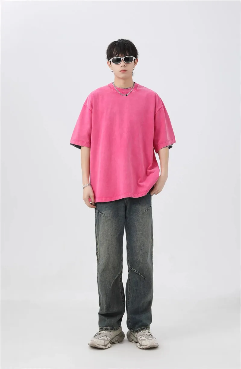 Oversized Acid Wash Tee with Drop Shoulders