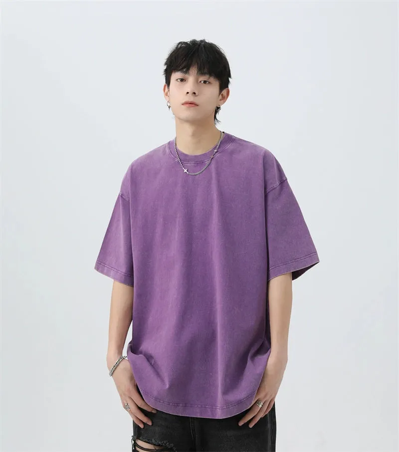 Oversized Acid Wash Tee with Drop Shoulders