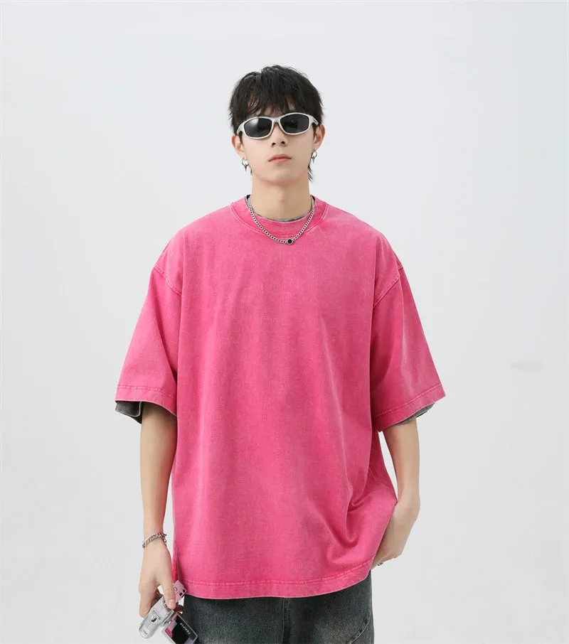 Oversized Acid Wash Tee with Drop Shoulders