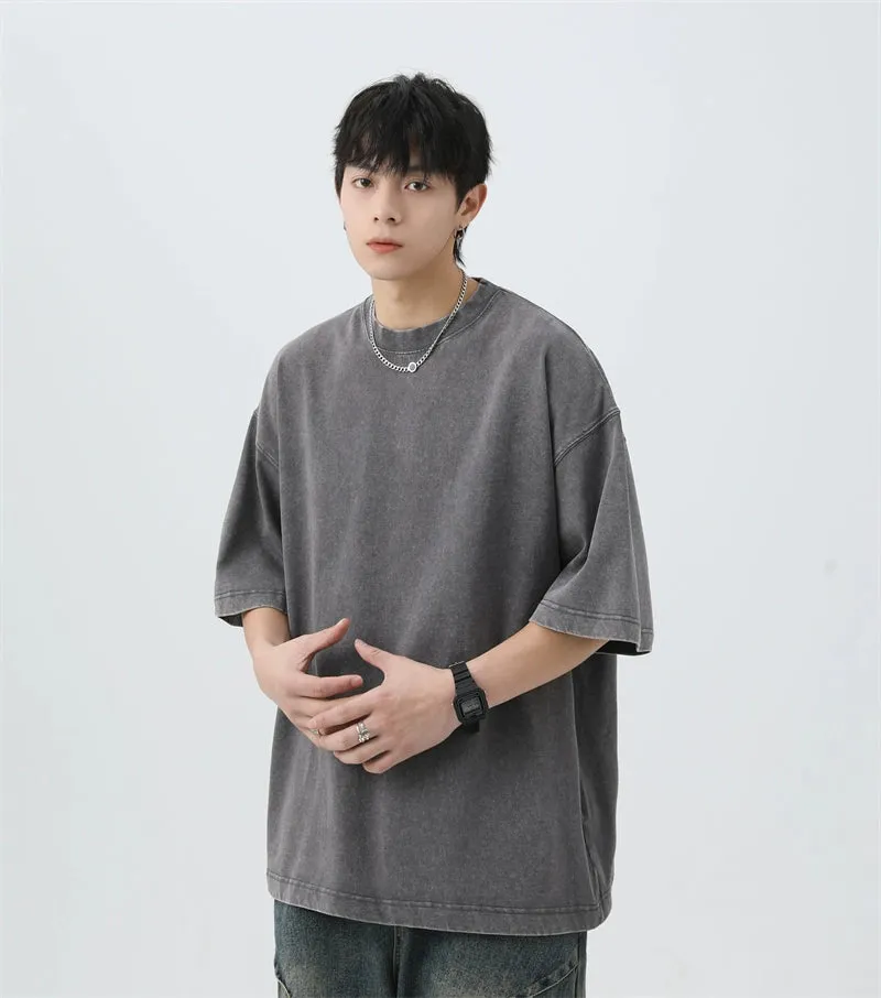 Oversized Acid Wash Tee with Drop Shoulders