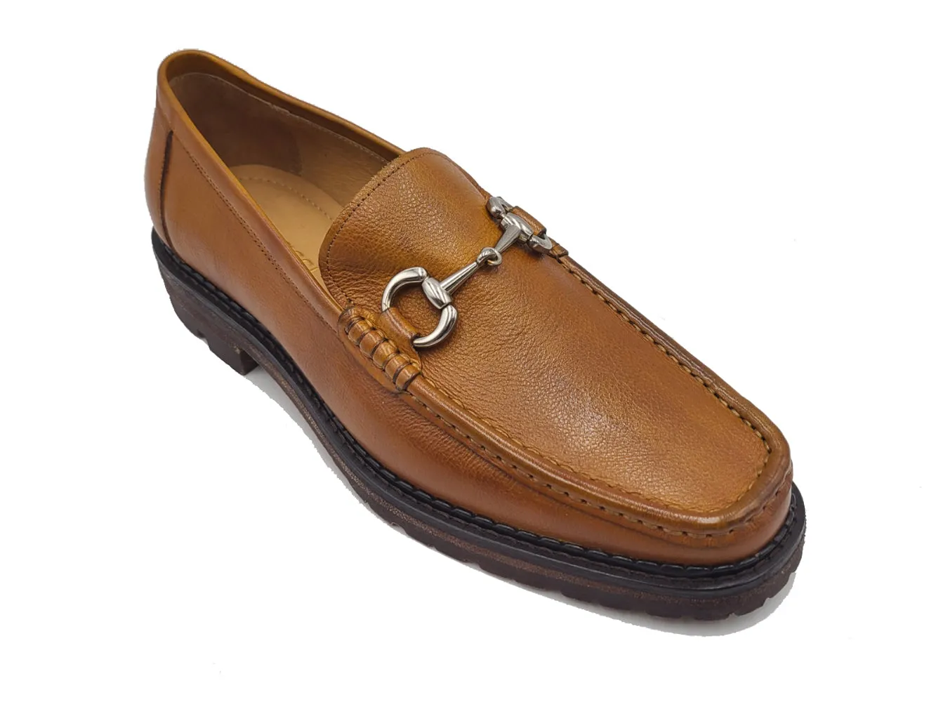 Pebble Leather Buckle Loafer