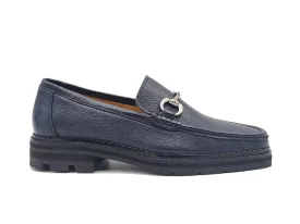 Pebble Leather Buckle Loafer