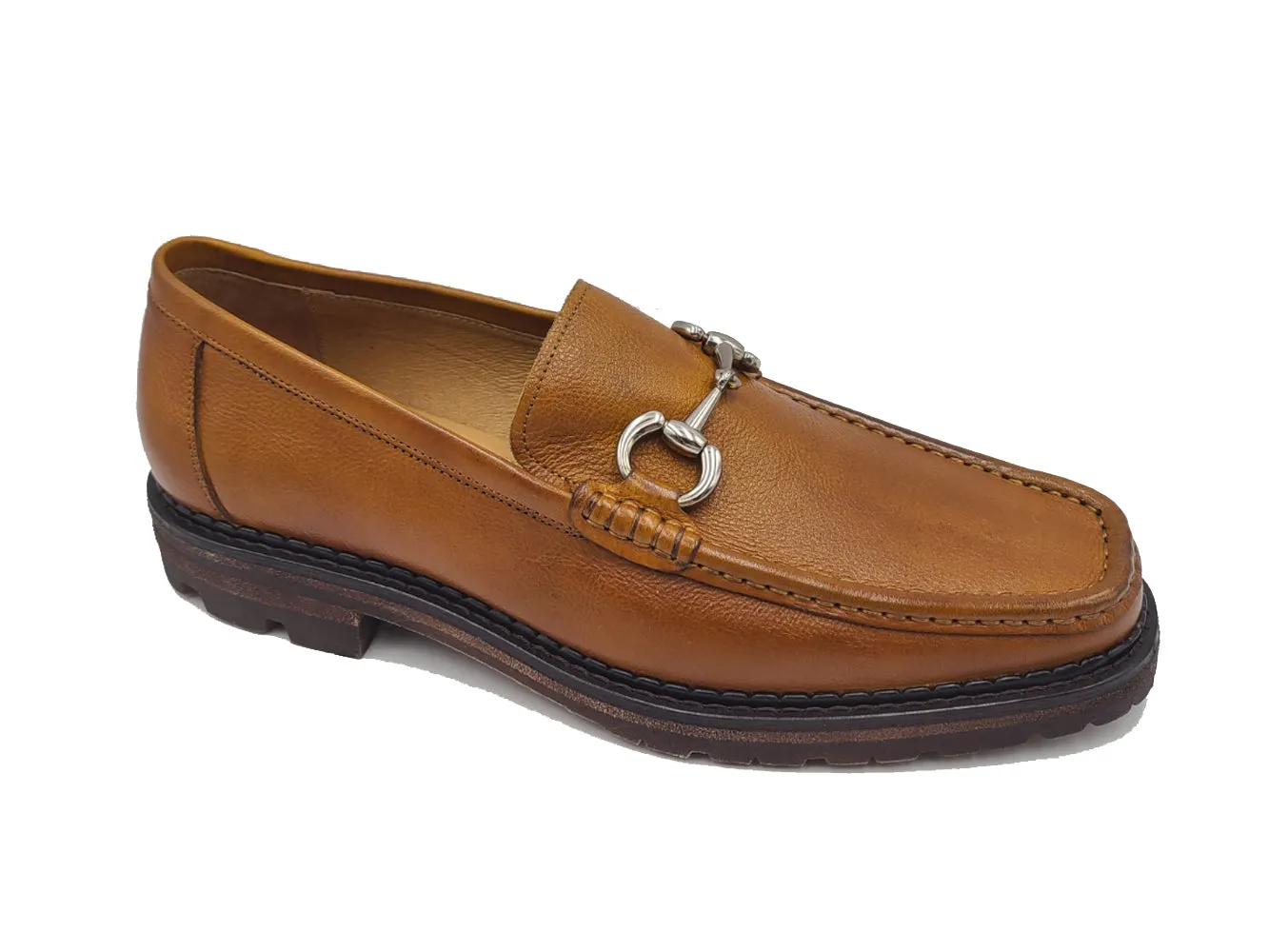 Pebble Leather Buckle Loafer