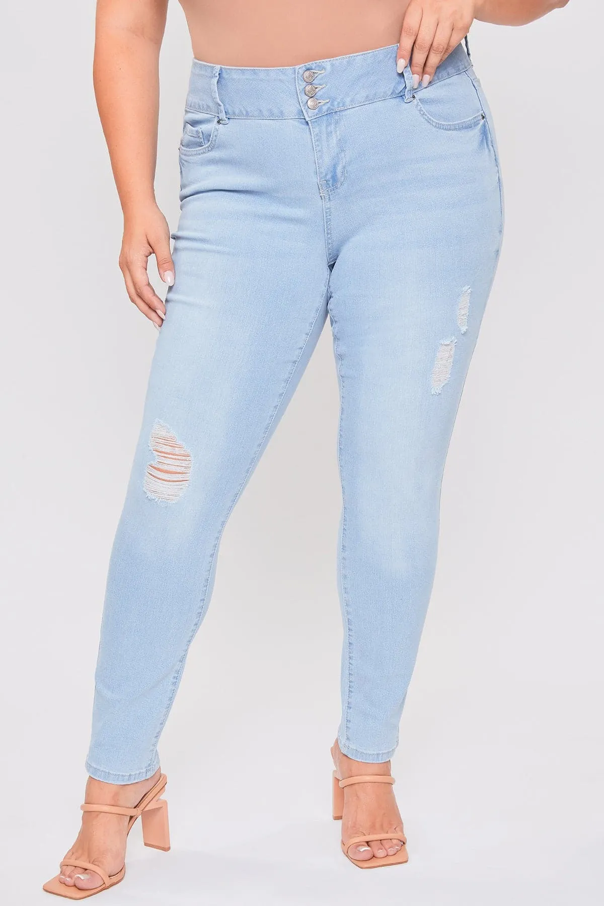 Plus Size Women's Essential Sustainable Distressed Skinny Jeans