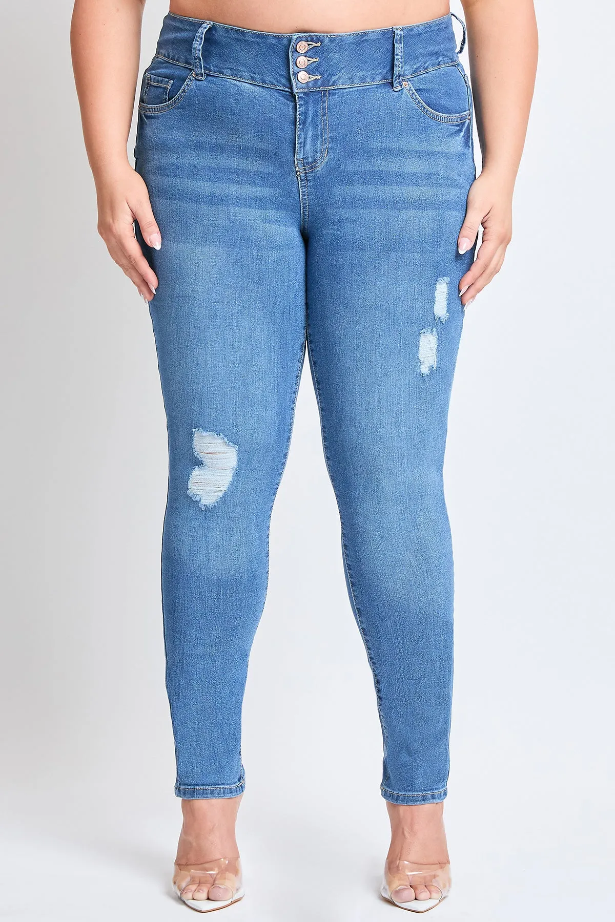 Plus Size Women's Essential Sustainable Distressed Skinny Jeans