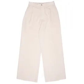 Relaxed Pleated Trouser - French Linen Fine Canvas - Ecru