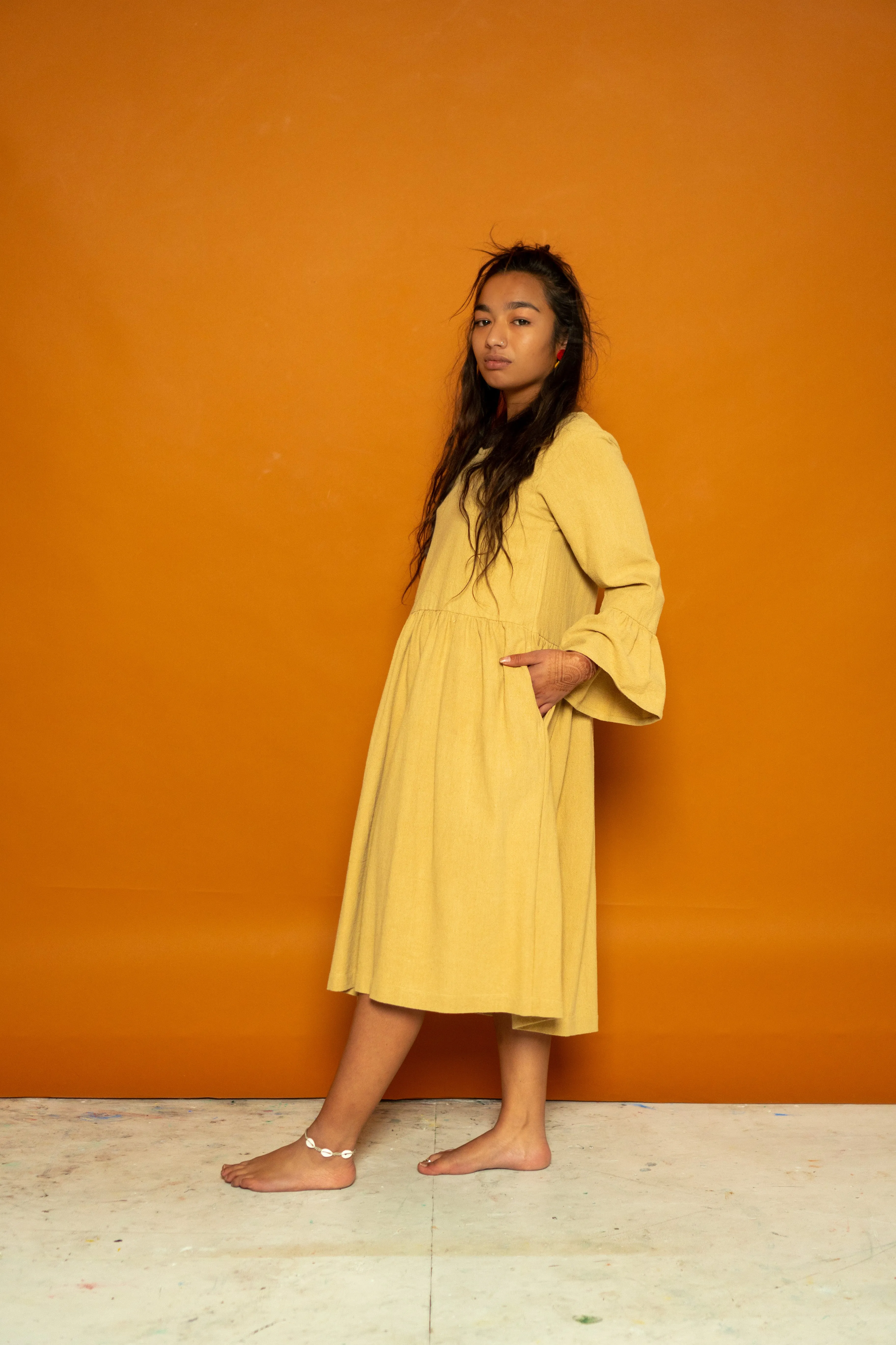 Ruffle Sleeve Dress - Sun