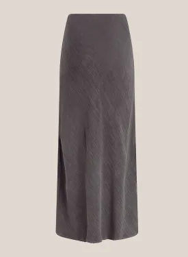 Side Slit Bias Maxi Skirt  - Slate Charcoal