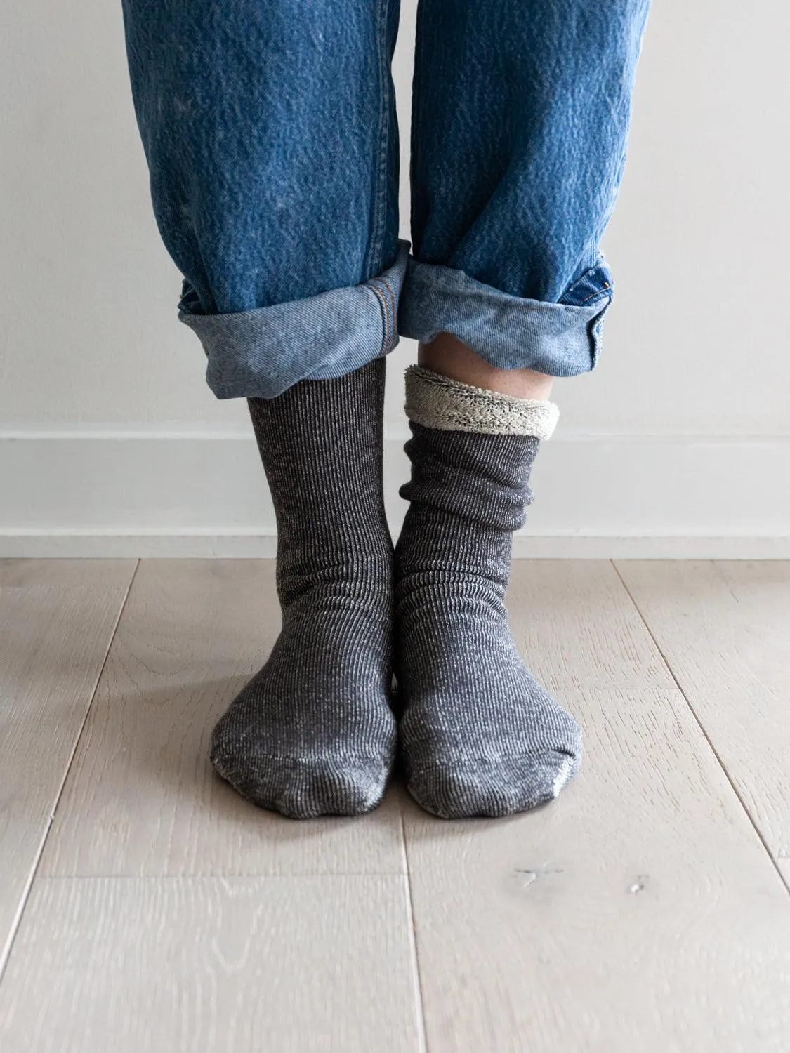 Silk Cotton Lounge Socks - Charcoal