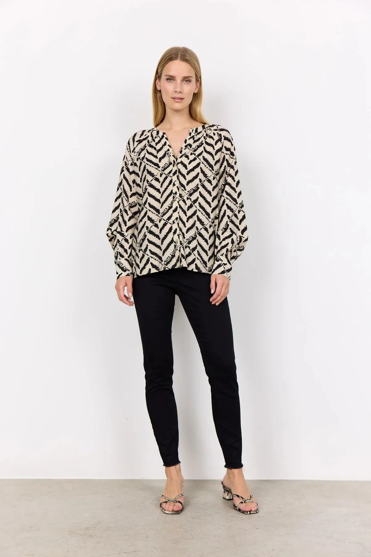 Soyaconcept Inarose Black/Cream Print Blouse