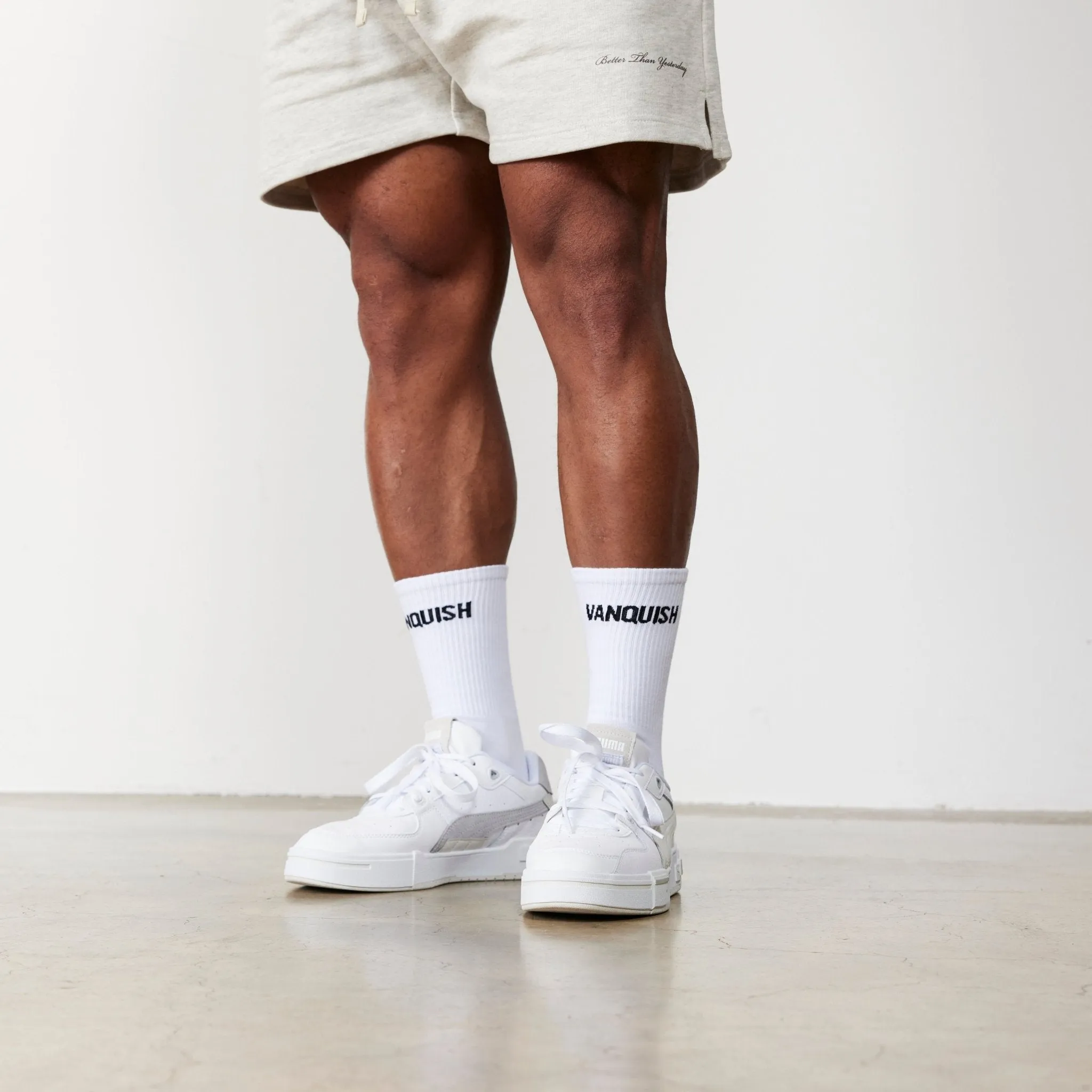 Vanquish White Front Logo Organic Socks