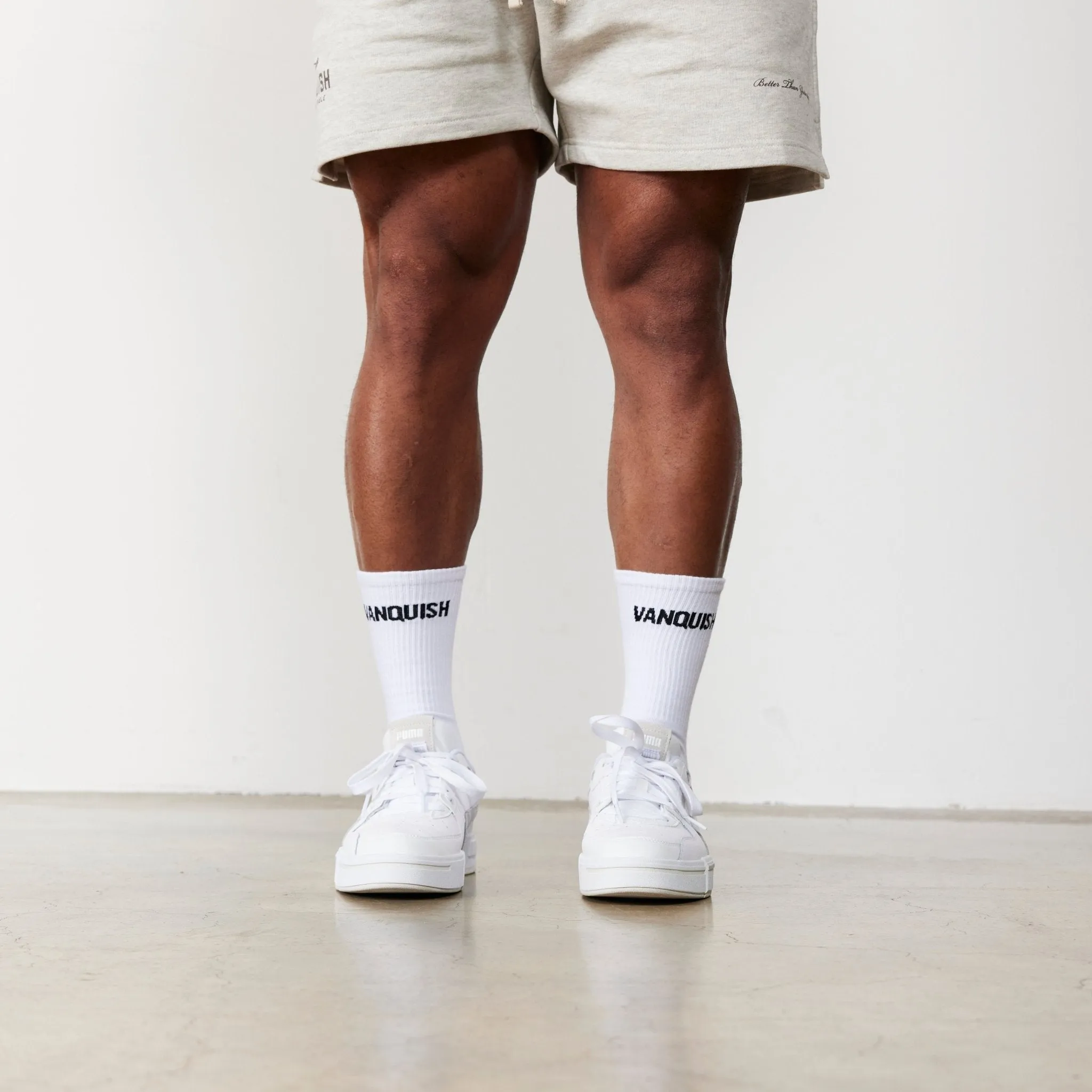 Vanquish White Front Logo Organic Socks