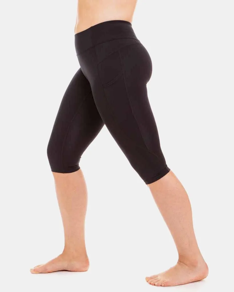 Wi-Thi Mid-Rise Pocketed Crop Legging – Booya Black