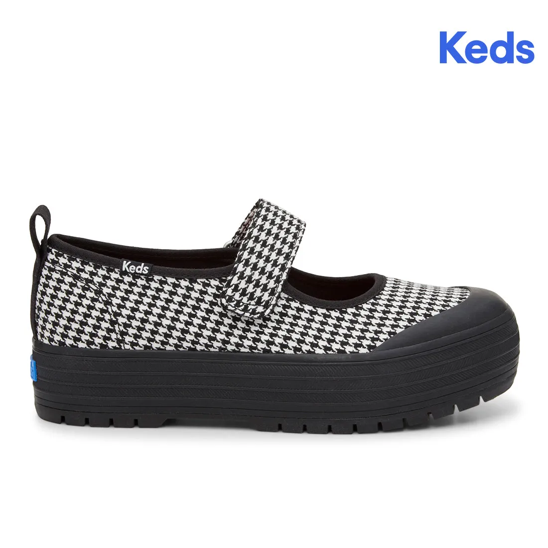 Women's  Keds Mary Jane Canvas Warped Houndstooth Black/White (WF68131)