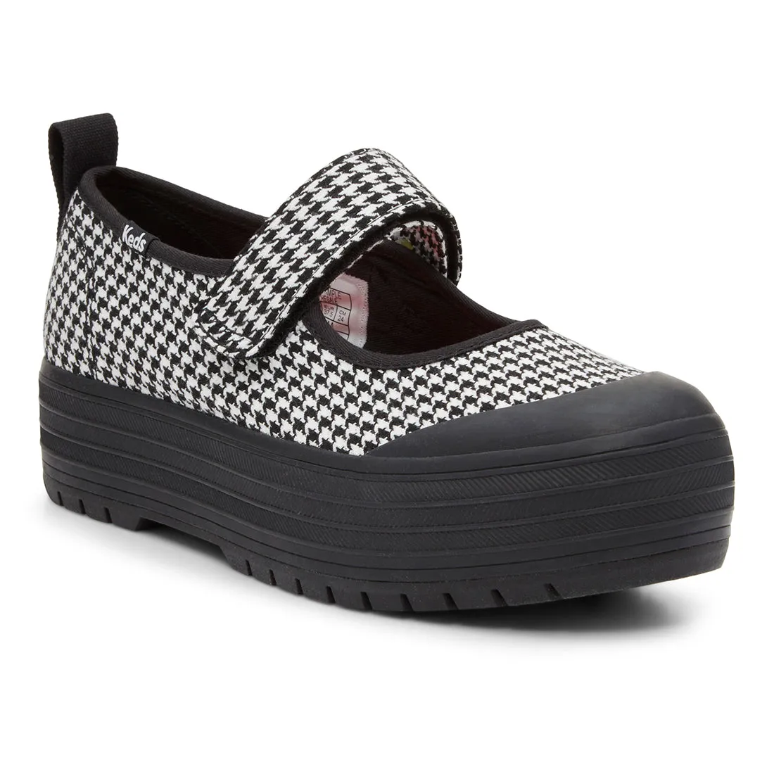 Women's  Keds Mary Jane Canvas Warped Houndstooth Black/White (WF68131)