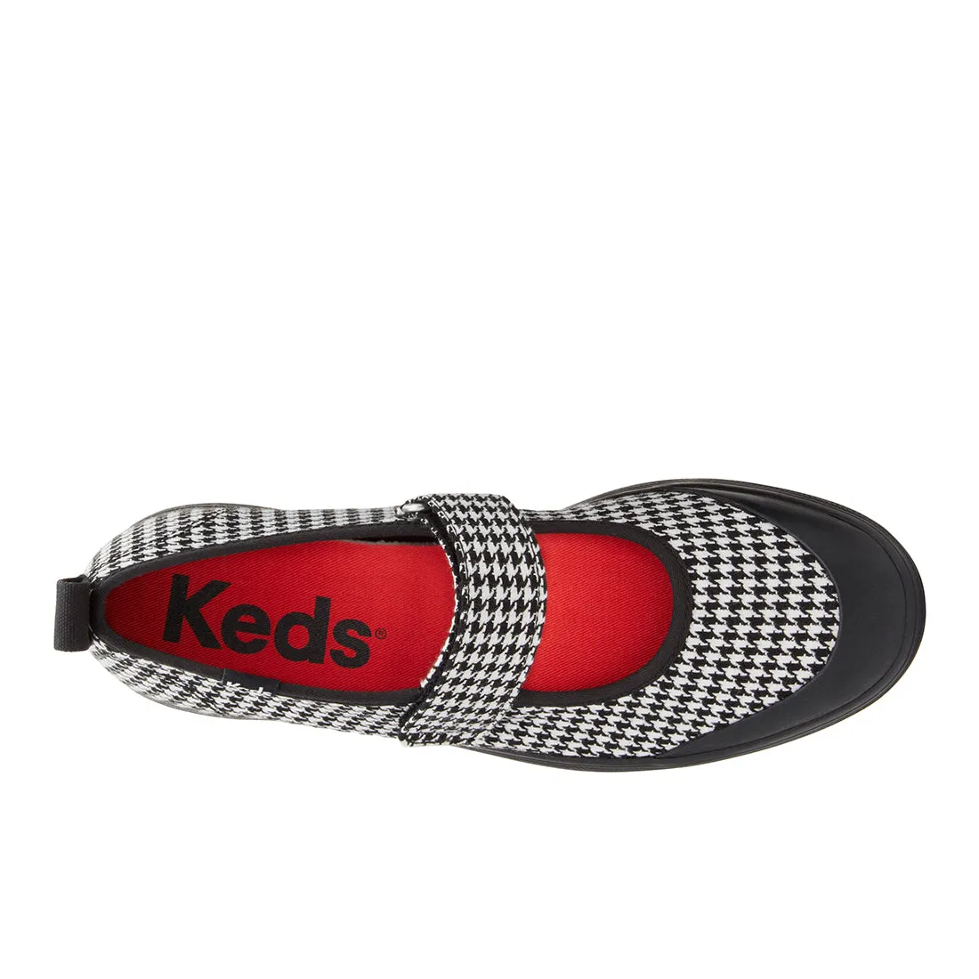 Women's  Keds Mary Jane Canvas Warped Houndstooth Black/White (WF68131)